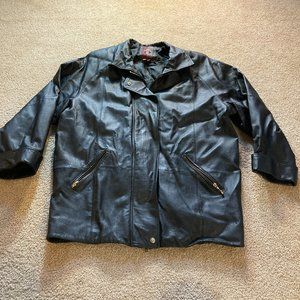 Vintage G III Leather Coat Jacket Size L Large Black Full Zip Bomber